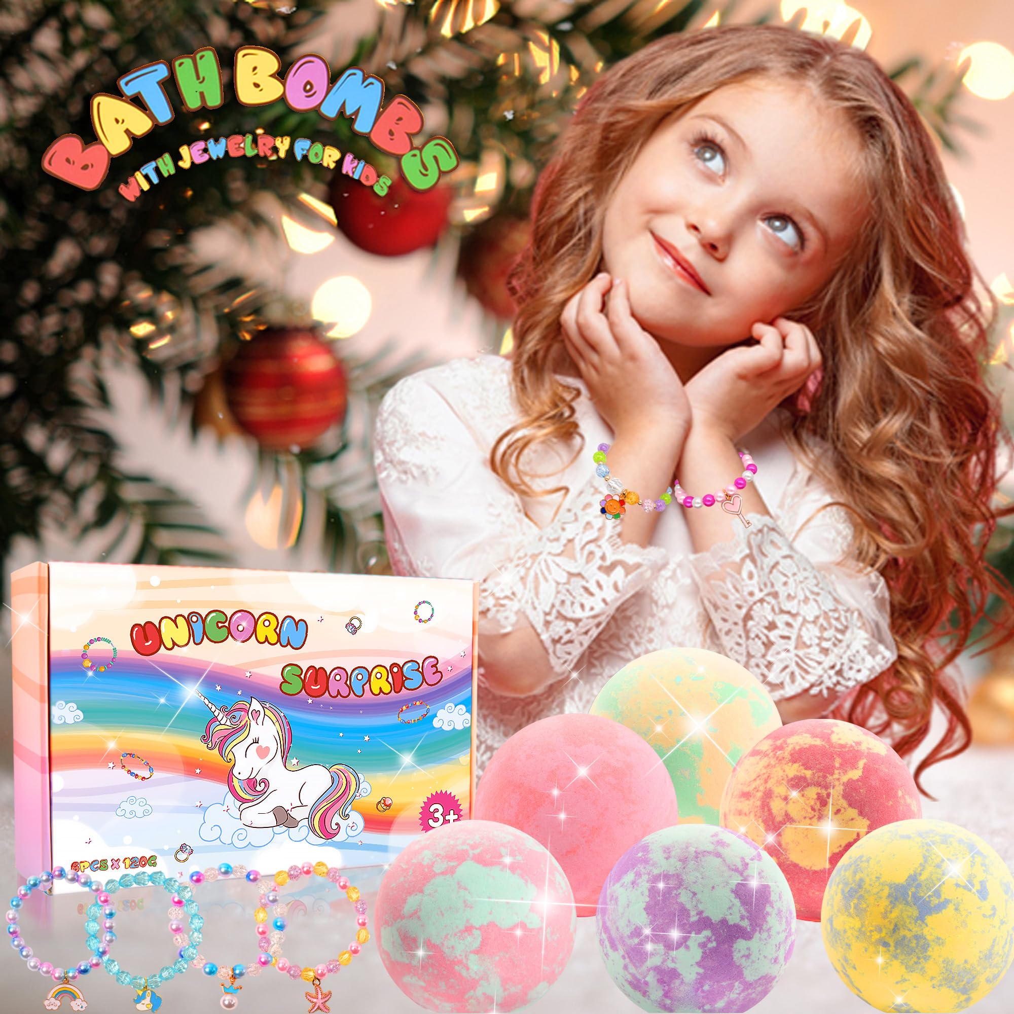 MADO bombas de baño colores brillantes y burbujas aromáticas para niñas