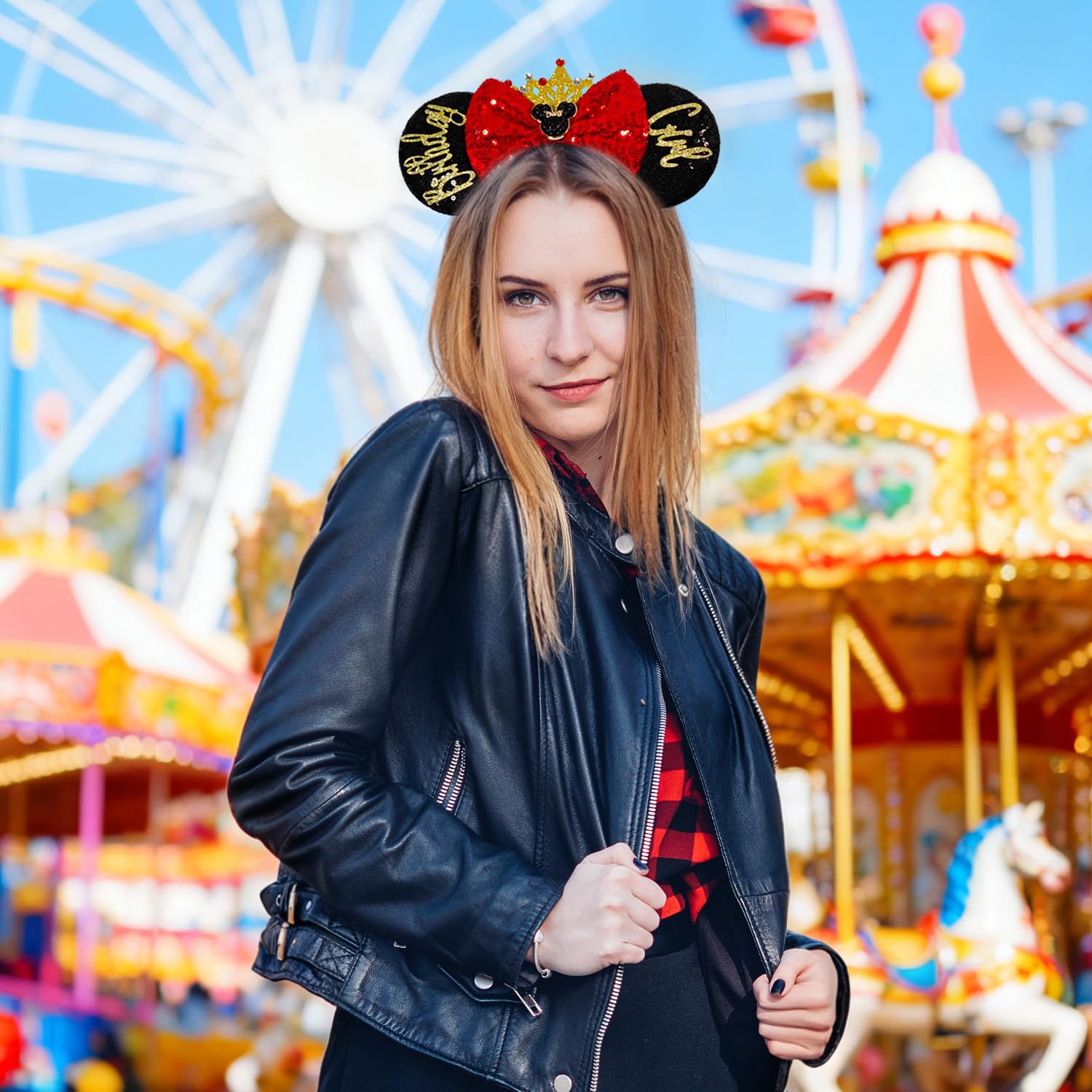 MADO orejas de ratón metalizadas púrpuras, para looks brillantes en fiestas