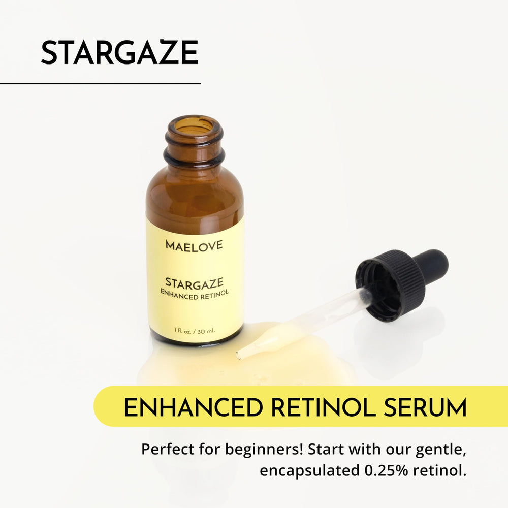 MAELOVE Stargaze Serum, pipette précise pour une application douce et contrôlée.