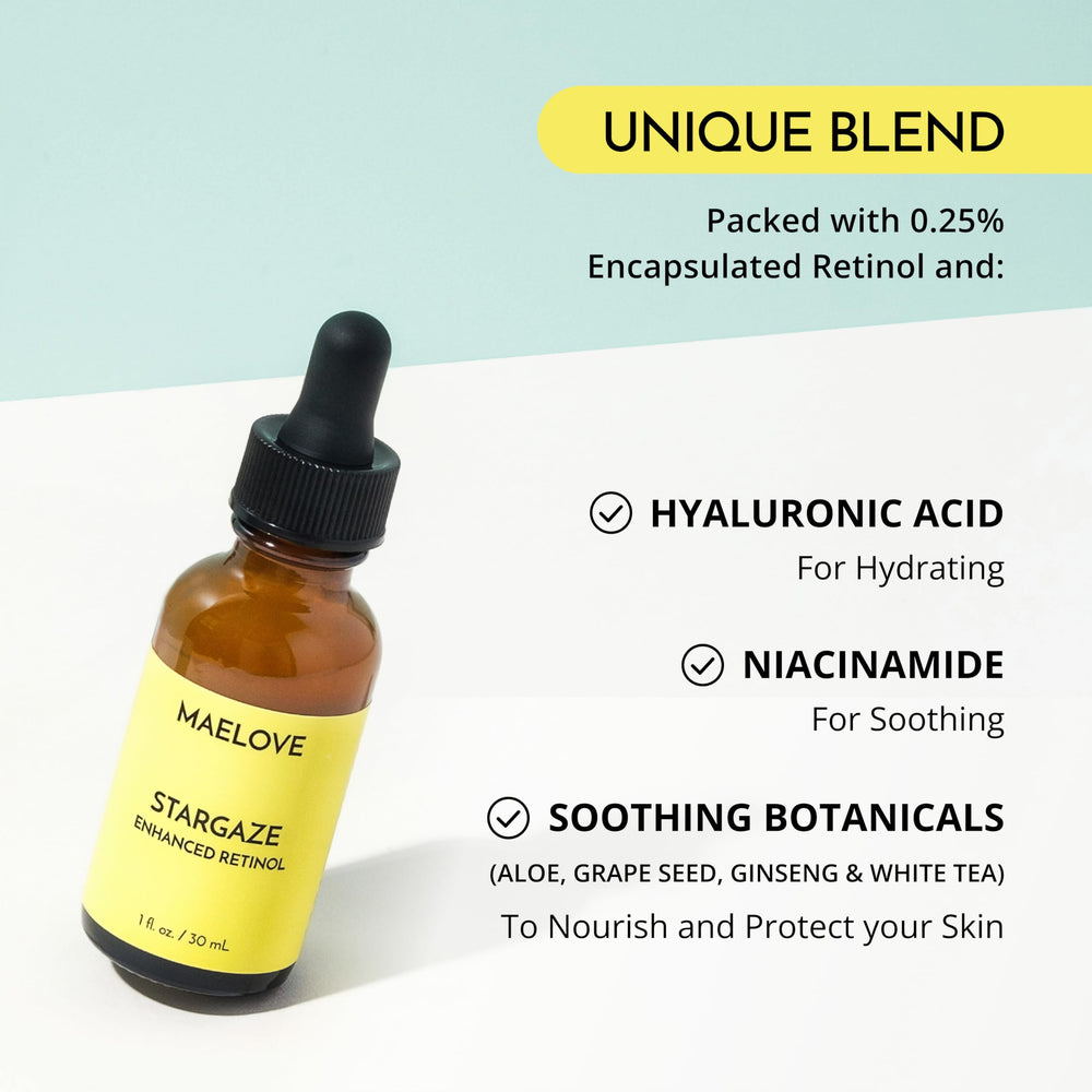 MAELOVE Stargaze Serum, enrichi en niacinamide pour un teint uniforme.