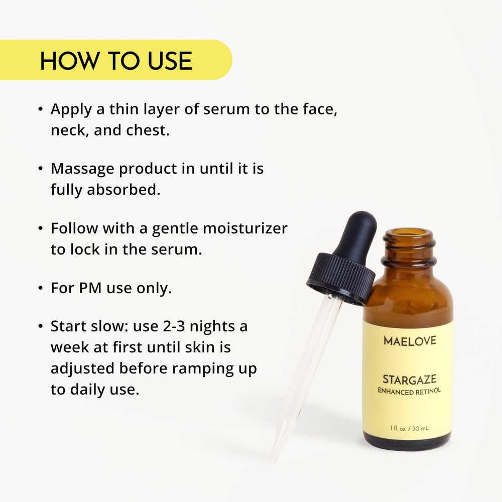 MAELOVE Stargaze Serum, adapté aux peaux sensibles grâce à sa formulation apaisante.