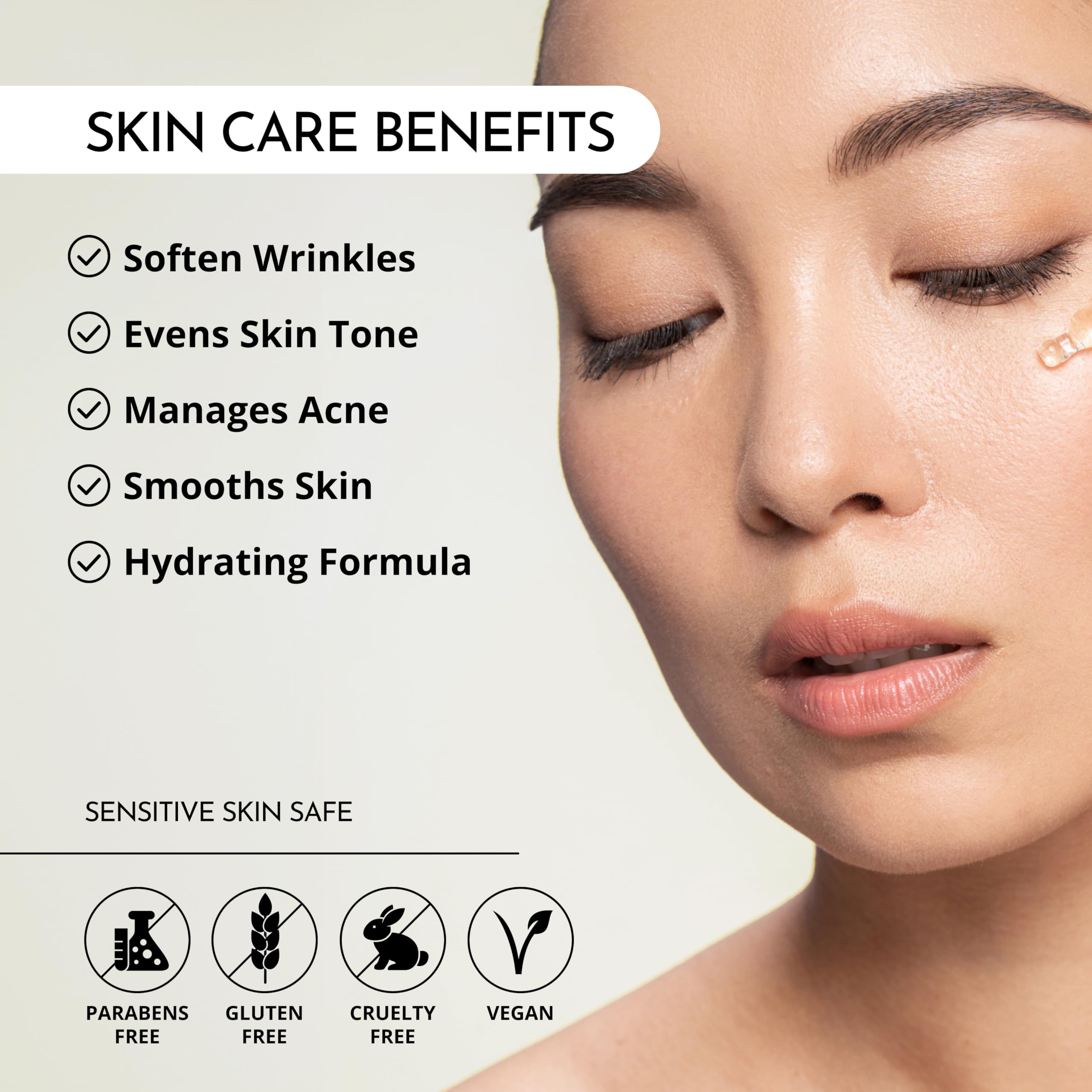 MAELOVE Stargaze Serum, texture satinée visible après application sur la peau.