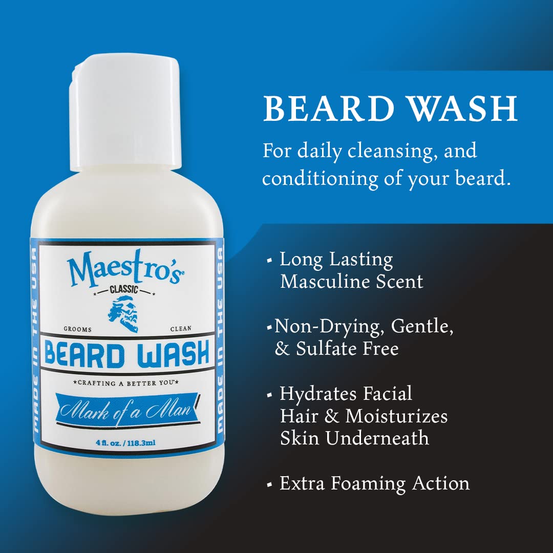 Limpiador de barba Maestro's Classic, hidratación para piel y vello facial.