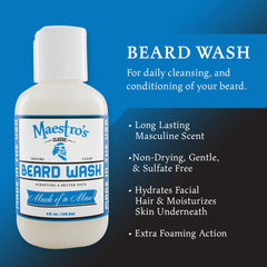 Limpiador de barba Maestro's Classic, hidratación para piel y vello facial.