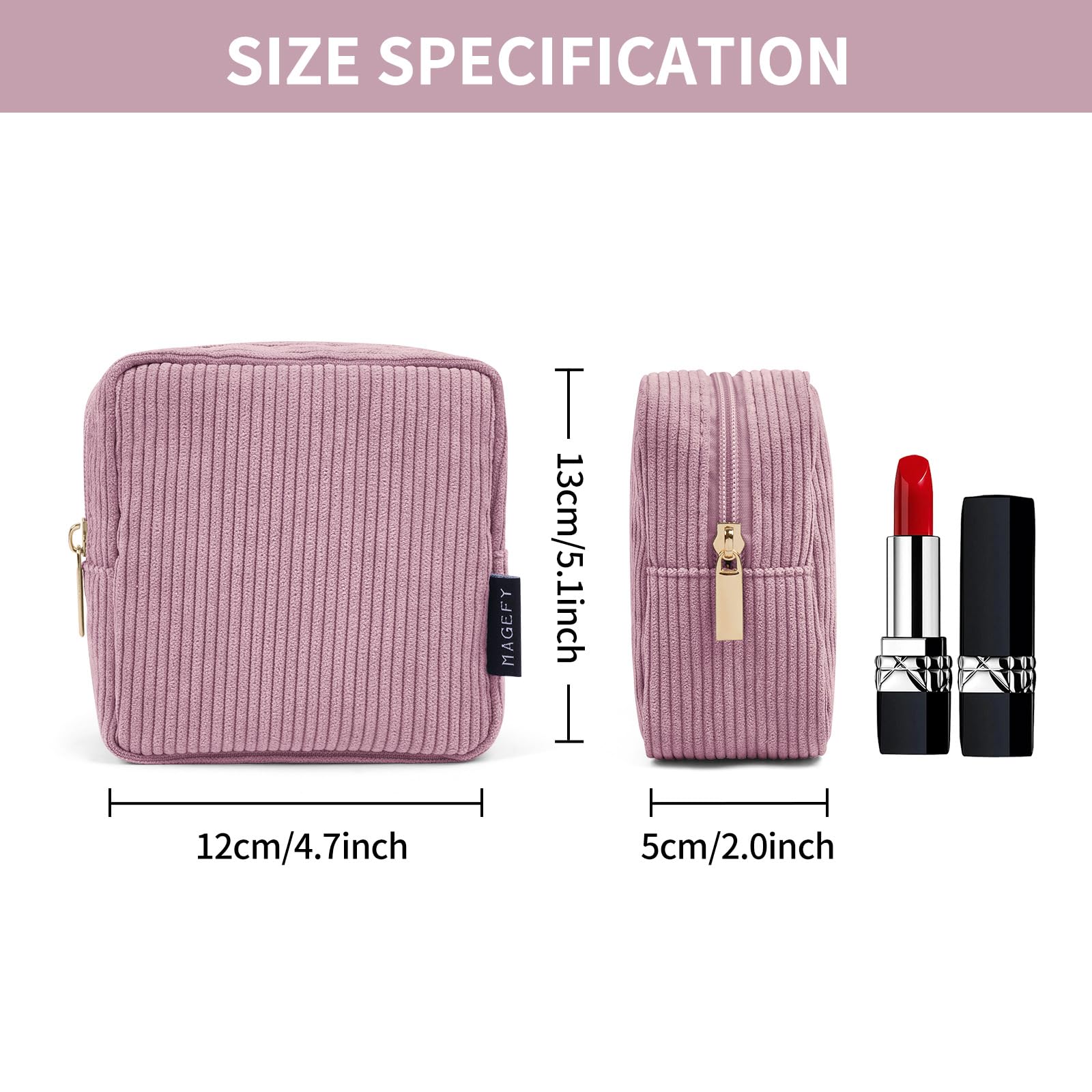 MAGEFY bolsa maquillaje con bolsillos interiores para organizar cosméticos.