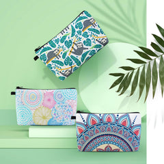 MAGEFY bolsa maquillaje patrones florales azul, elegante para viaje diario