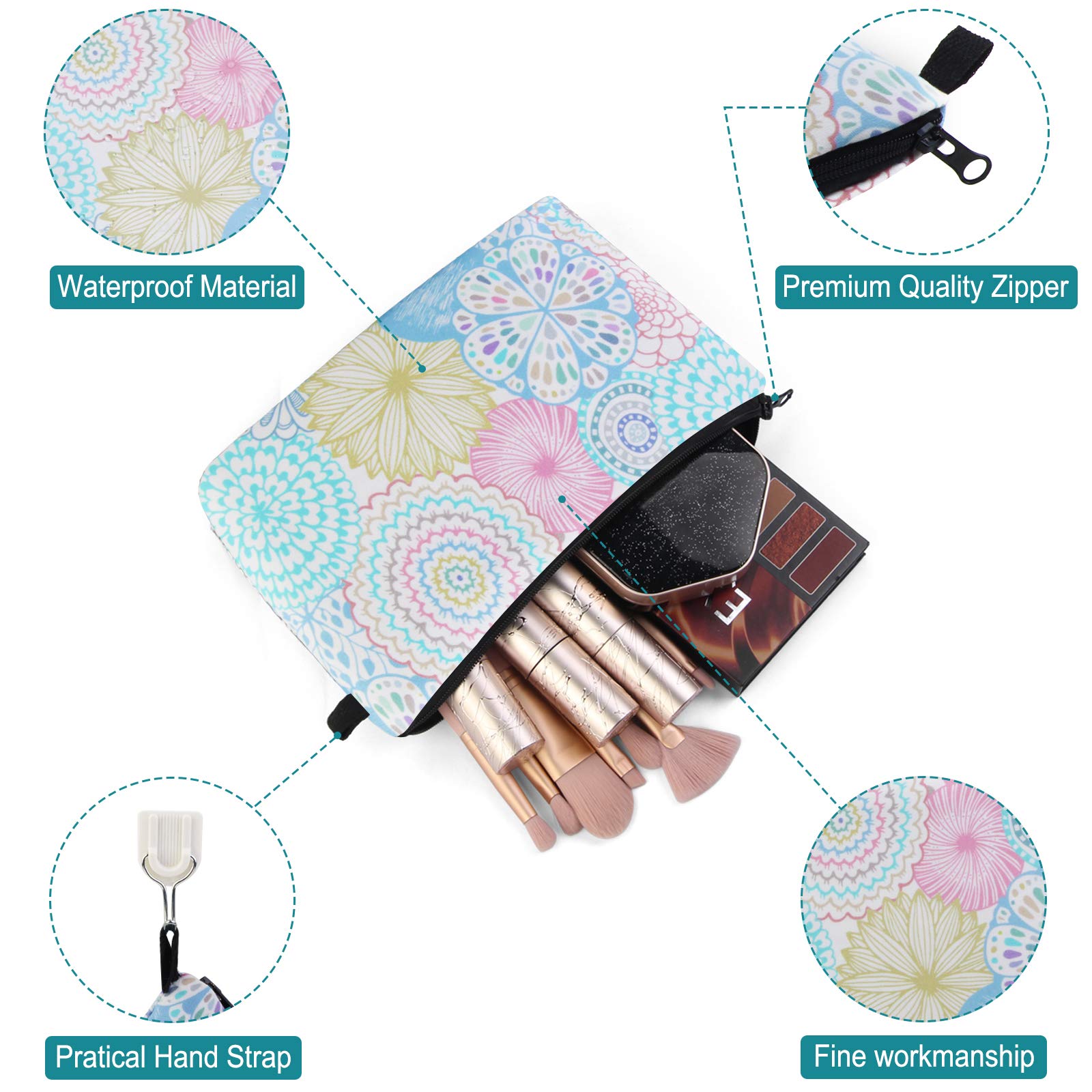 MAGEFY bolsa maquillaje patrones florales lilas, perfecta para regalo