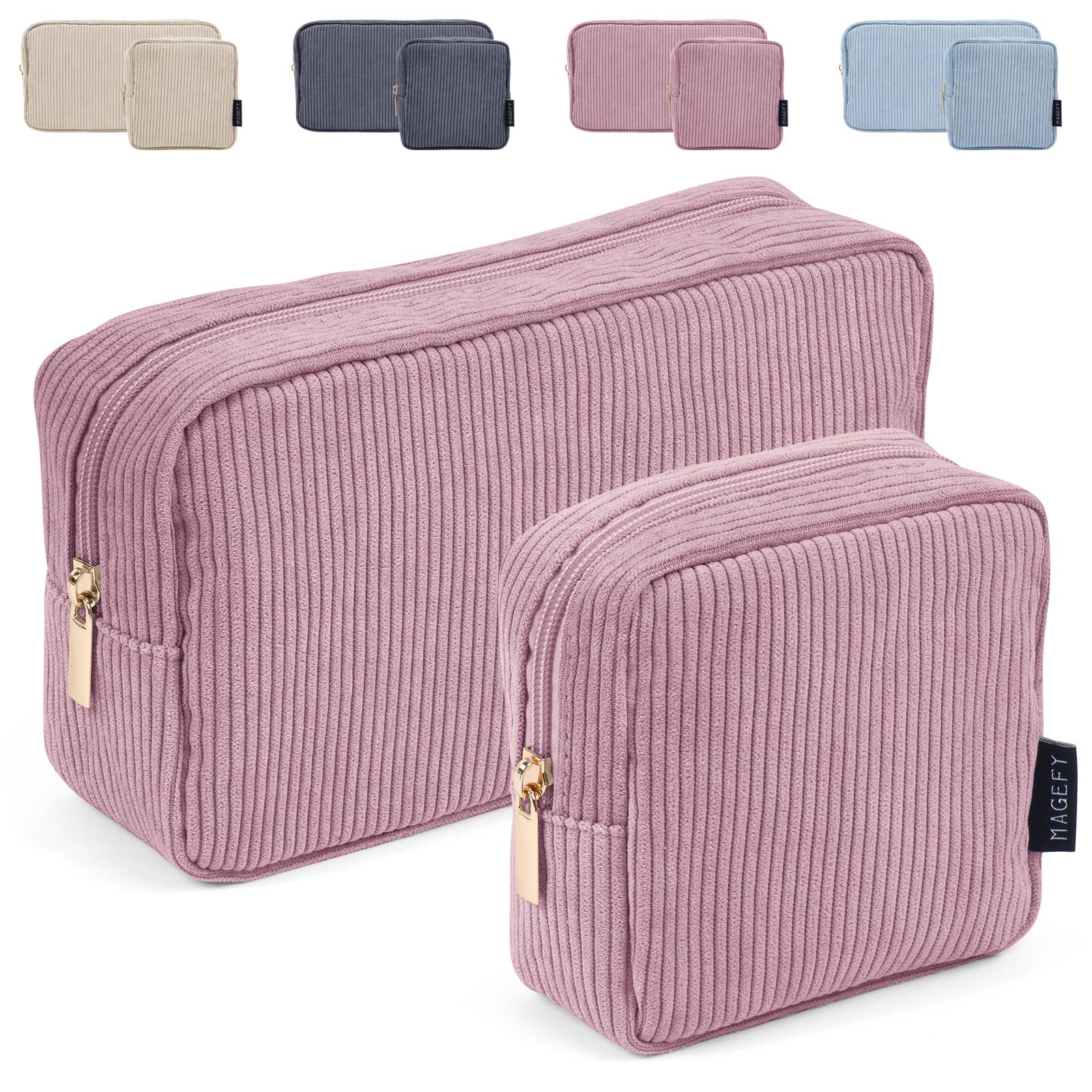 MAGEFY bolso de maquillaje grande en corduroy rosa para uso diario