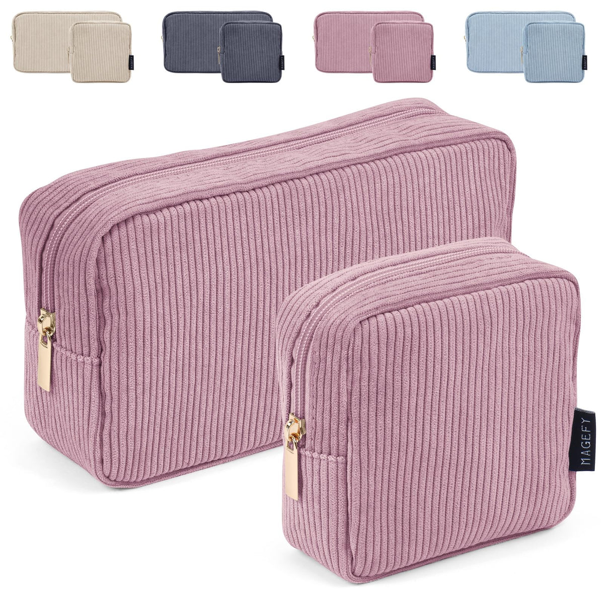 MAGEFY bolso de maquillaje grande en corduroy rosa para uso diario