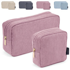 MAGEFY bolso de maquillaje grande en corduroy rosa para uso diario