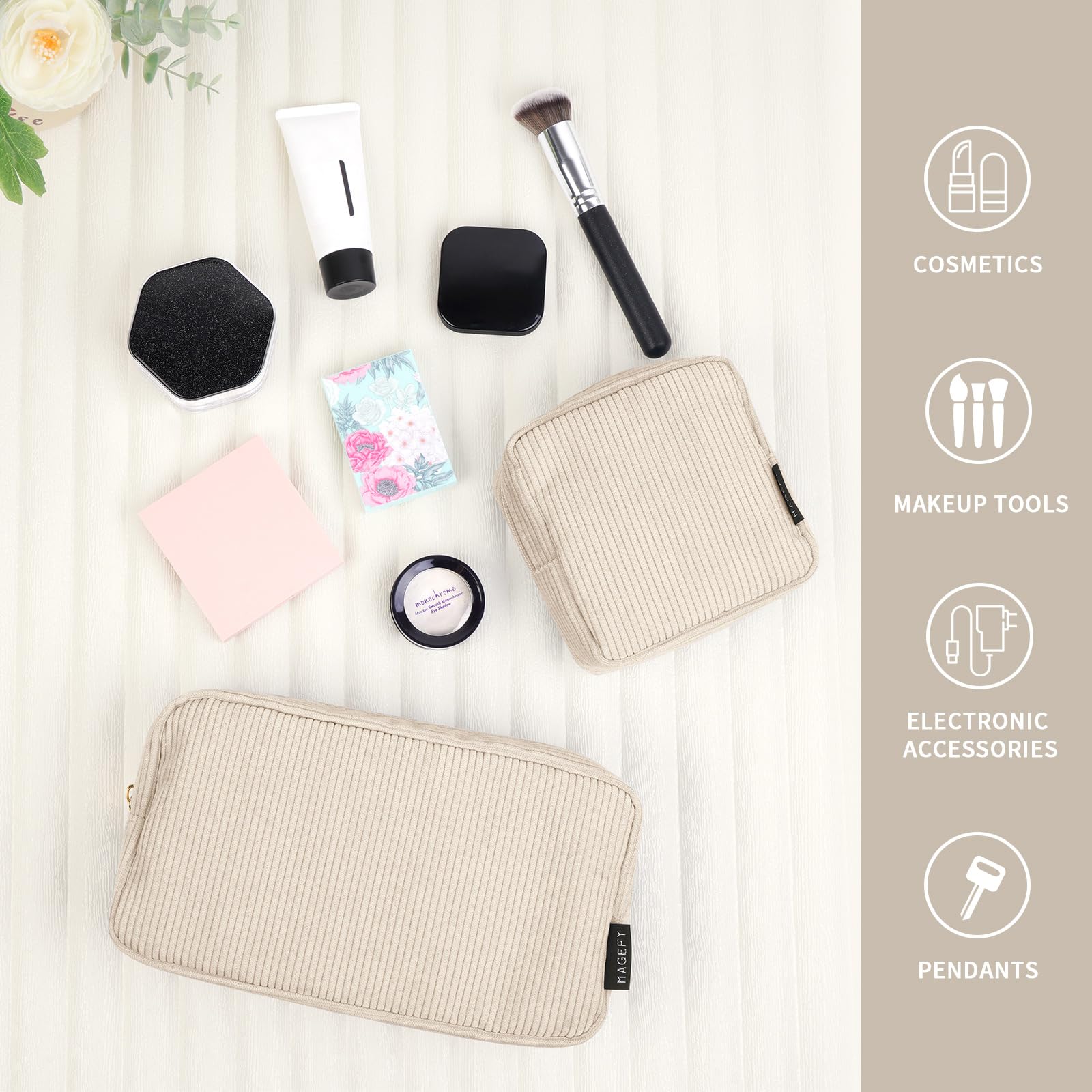 magefy set de maquillaje compacto con cierre dorado, protección para tus cosméticos.