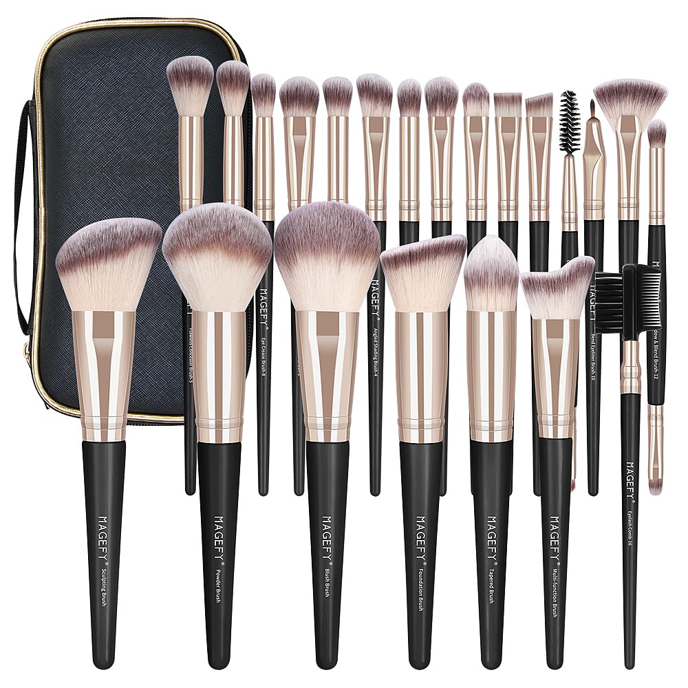 Pinceles MAGEFY 22 piezas con estuche, ideal para viaje y uso diario.