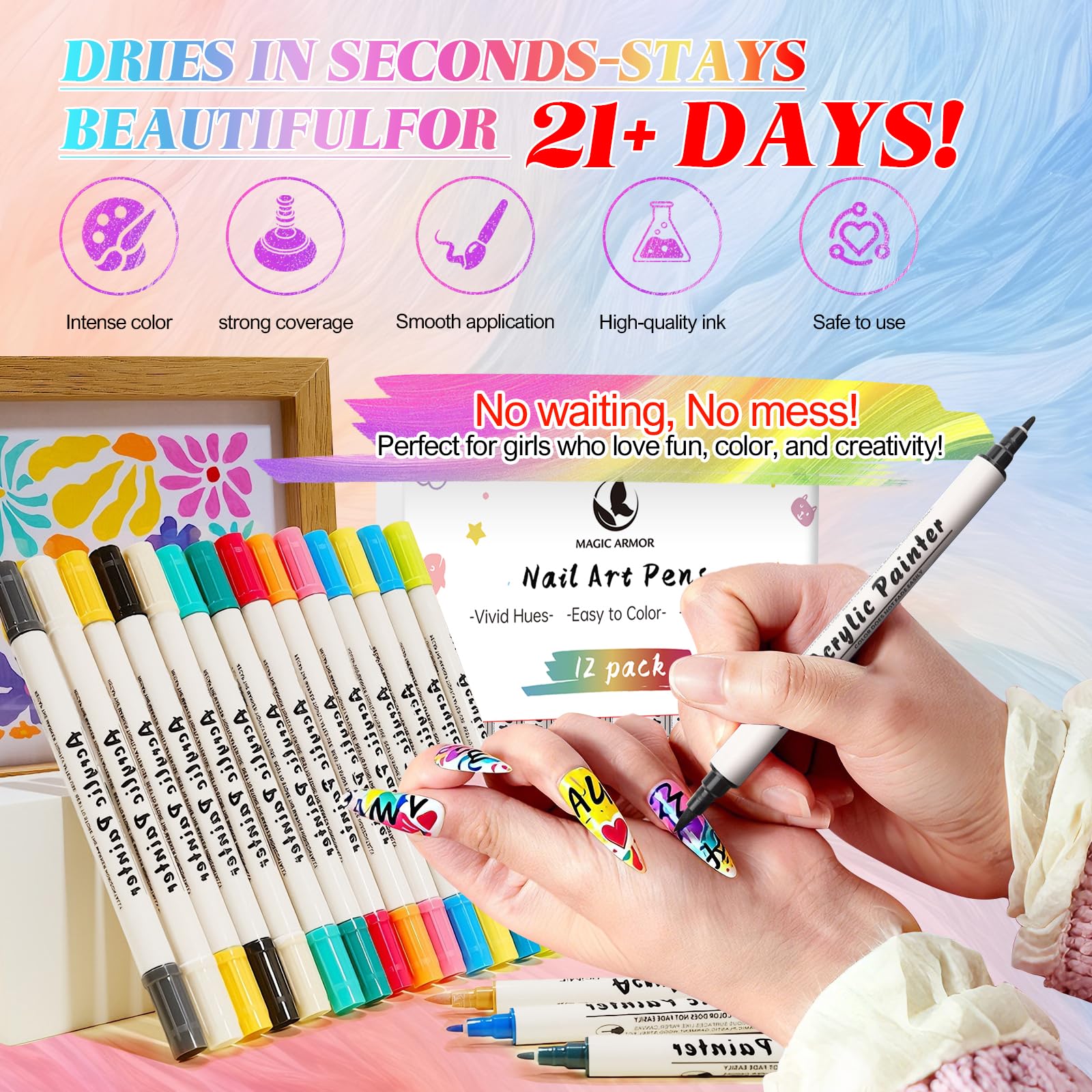 MAGIC ARMOR colores vibrantes que destacan en cualquier manicura.
