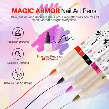MAGIC ARMOR rotuladores para arte de uñas con secado rápido para delineados