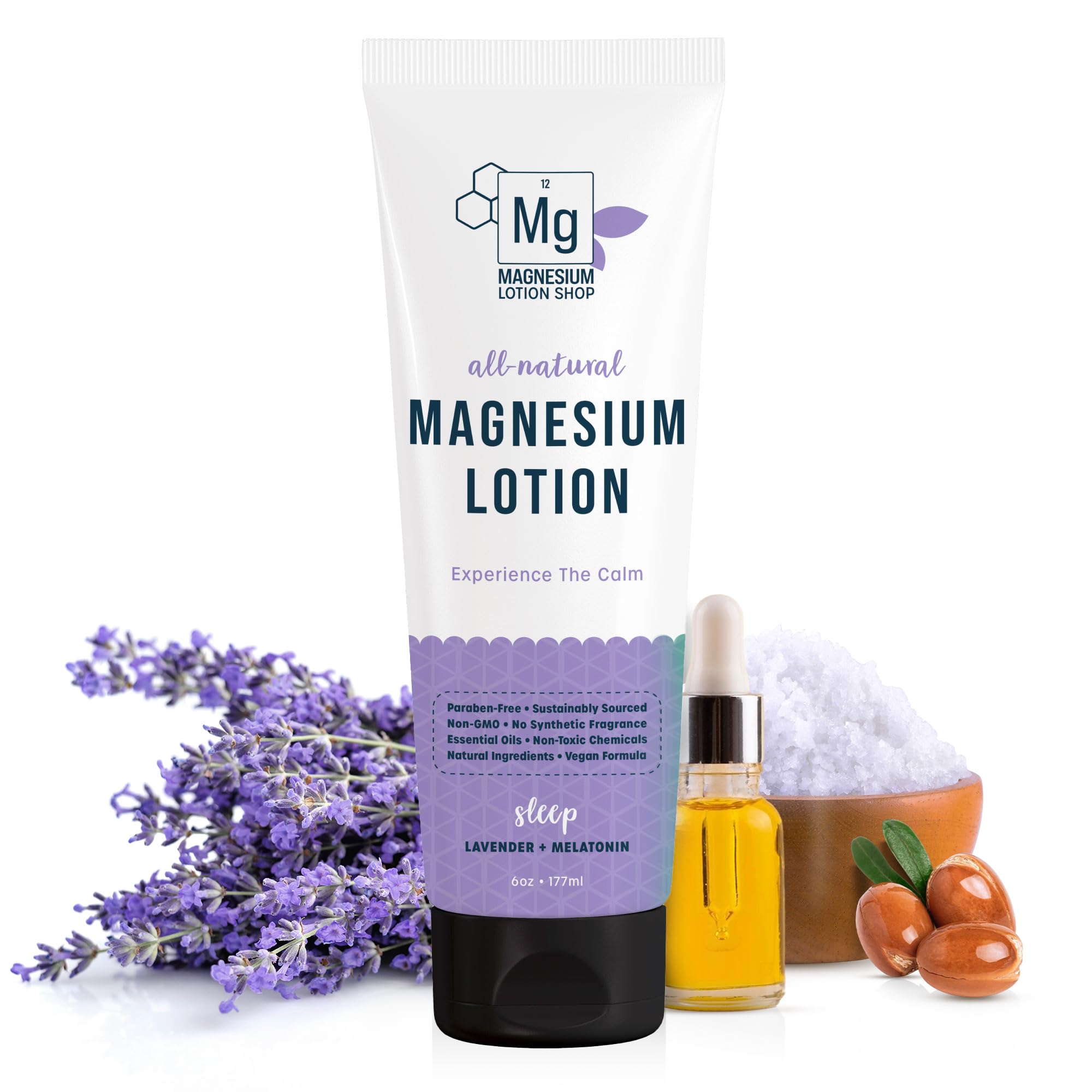 Magnesium Lotion Shop frasco de lavanda y melatonina para sueño relajante