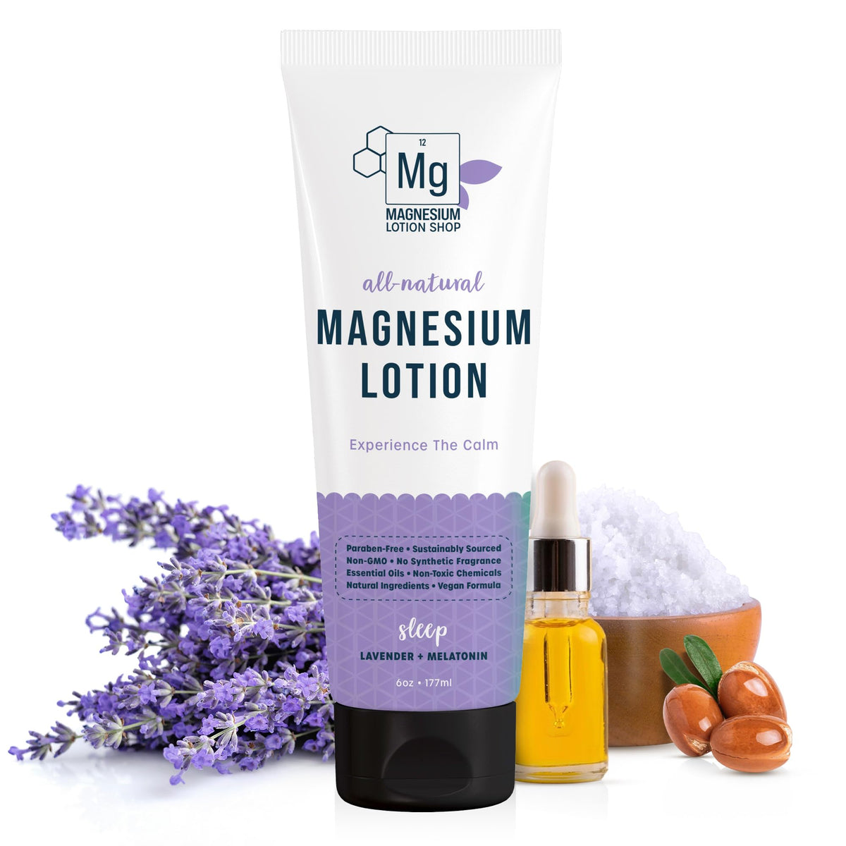Magnesium Lotion Shop frasco de lavanda y melatonina para sueño relajante