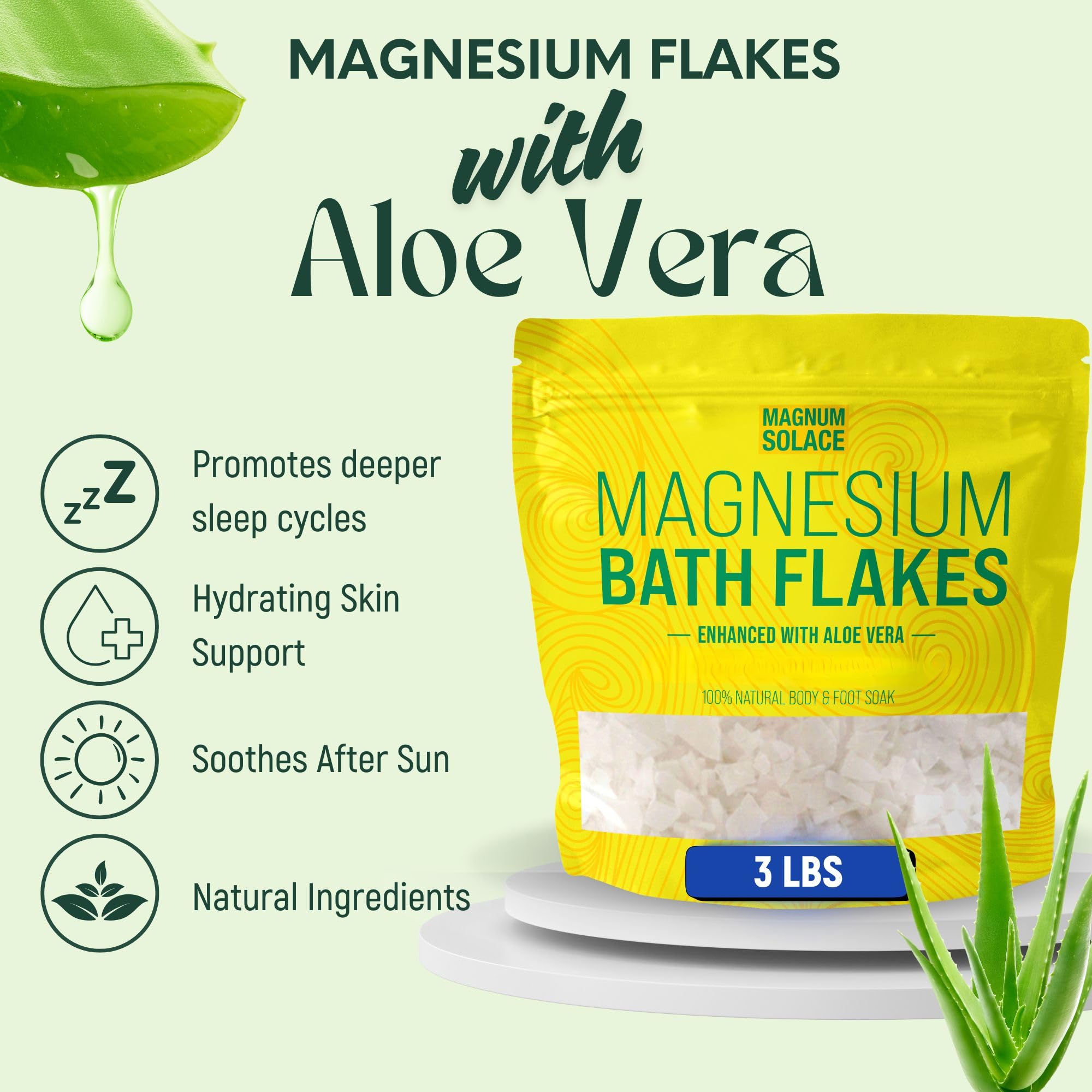 Magnum Solace aloe vera en baño, hidratación de la piel