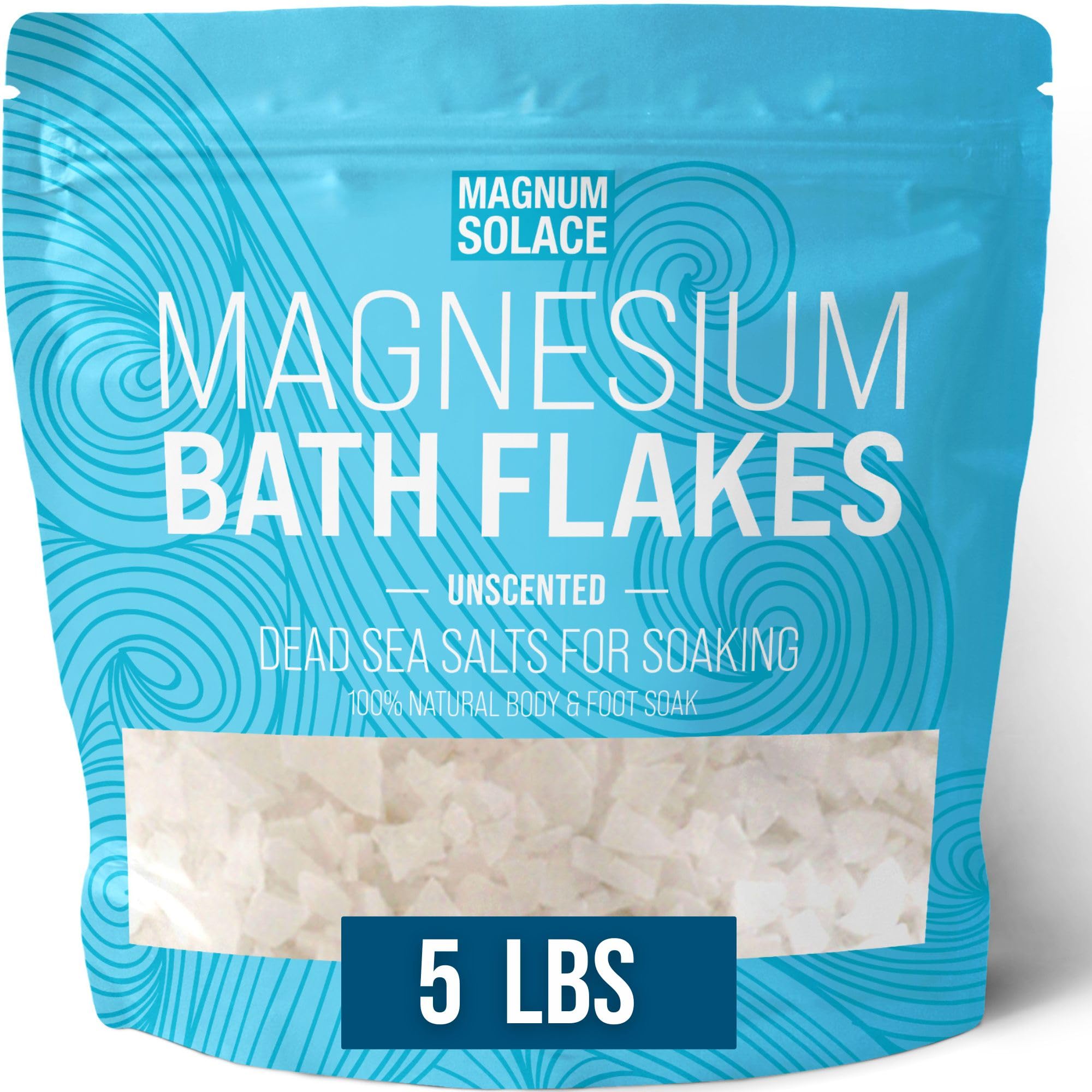 Magnum Solace copos magnesio para baño, listos para un remojo relajante en casa