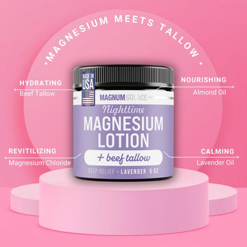 Magnum Solace envase sebo de res hidratación suave que se absorbe sin grasa.