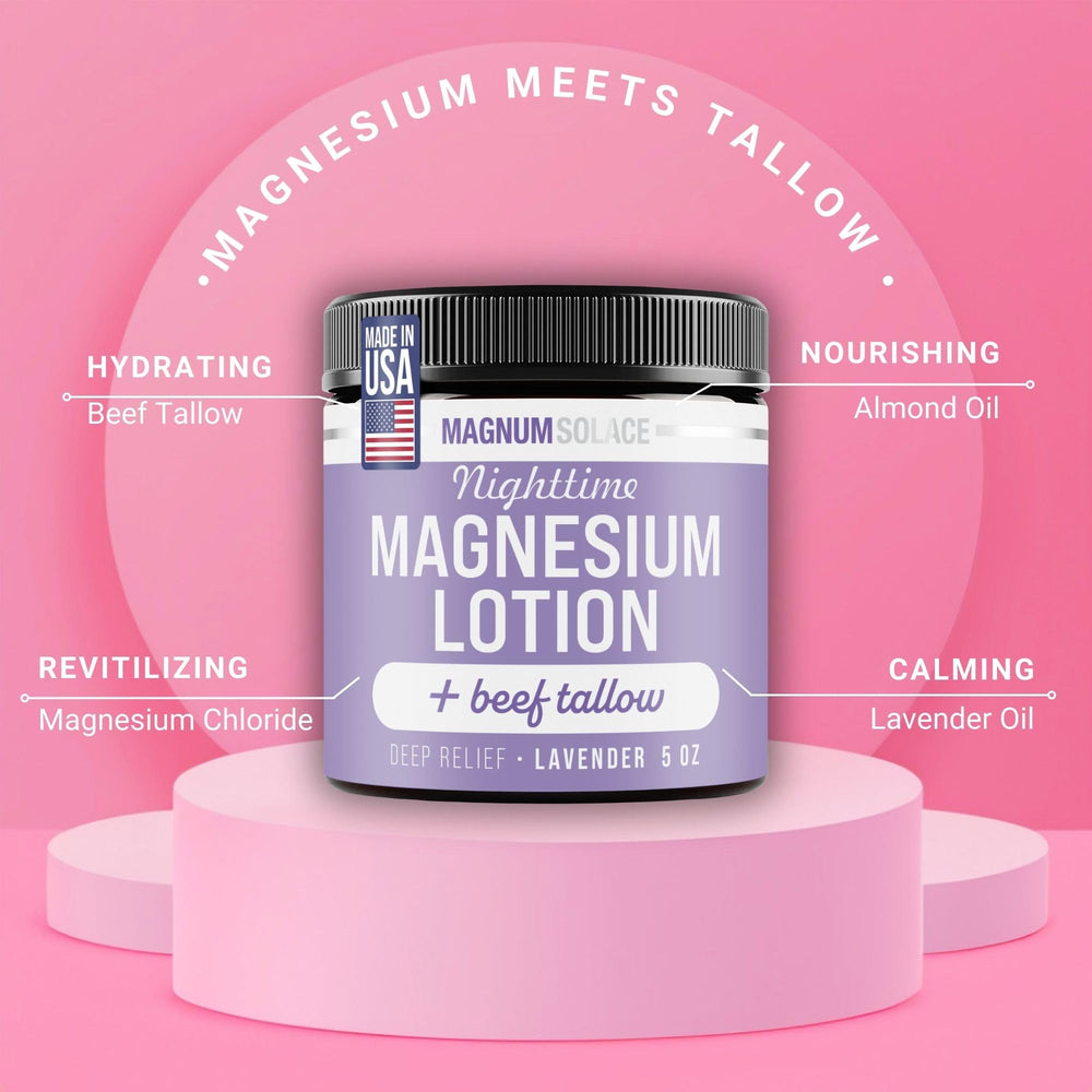 Magnum Solace envase sebo de res hidratación suave que se absorbe sin grasa.