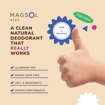 MagSol Mighty Explorer deodorant application demonstrates portable odor protection for active kids.