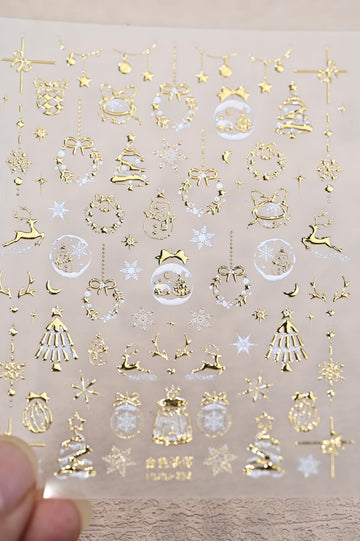 Maigitur estampas uñas bola cristal Navidad, brillo navideño en las uñas.