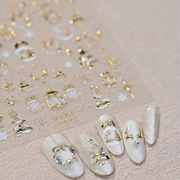 Maigitur estampas uñas Navidad 5D relieve, aporta textura festiva para manicura.