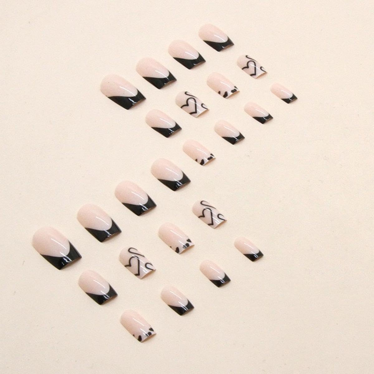 Maigitur uñas postizas negras con adhesivos incluidos para transformación instantánea
