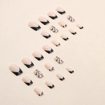 Maigitur uñas postizas negras con adhesivos incluidos para transformación instantánea