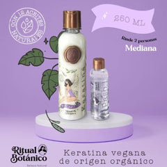 MAIKE AMOUR Ritual Botanico Keratina Organica: etiqueta que resalta ingredientes naturales.