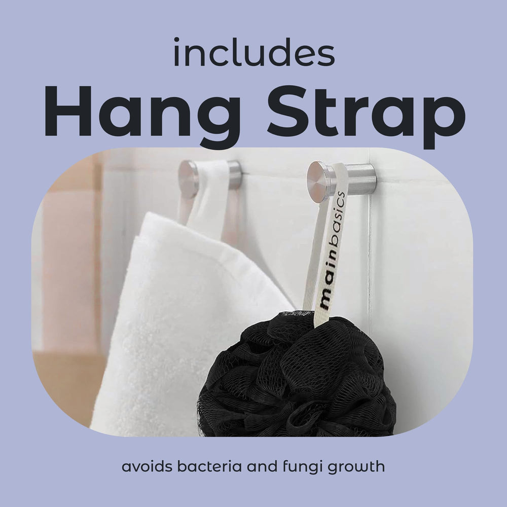 MainBasics esponja de ducha en negro hielo, duradera y práctica