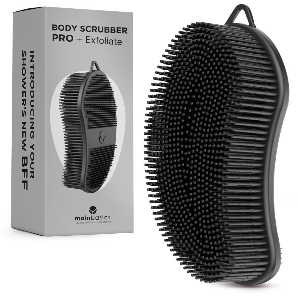 MainBasics exfoliador corporal de doble cara en silicona negro para exfoliar suavemente