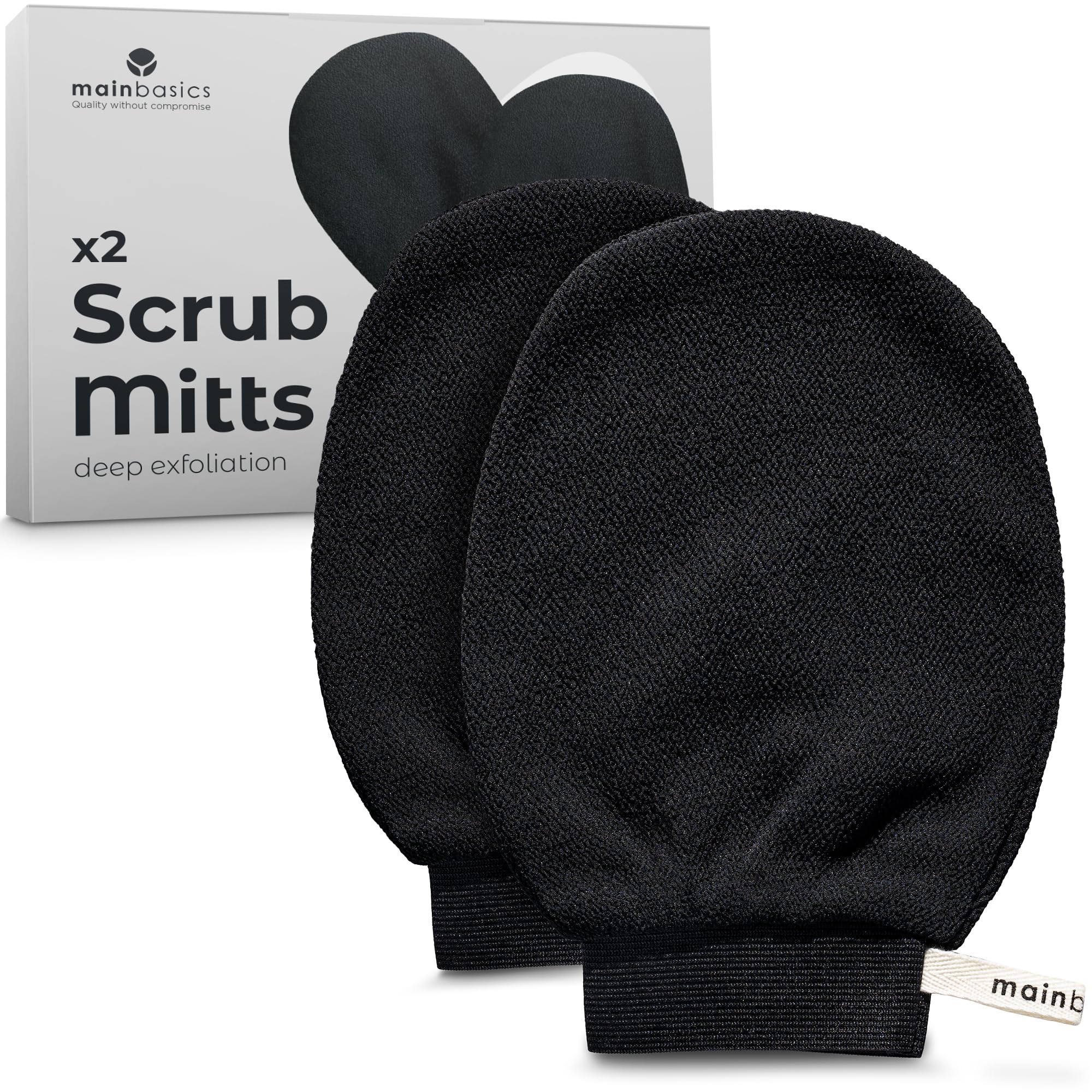 MainBasics guantes exfoliantes en la ducha exfolian suavemente la piel.