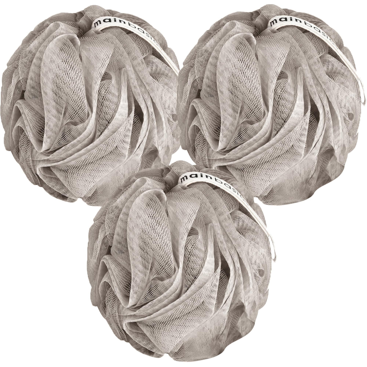 MainBasics lufa de baño 3-pack taupe para exfoliar suavemente la piel