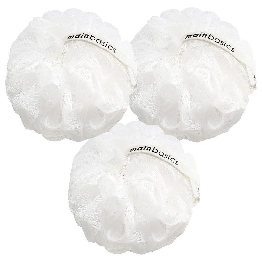 MainBasics lufa ducha conjunto-3-piezas-nieve-blanco, exfoliación suave para piel sensible.