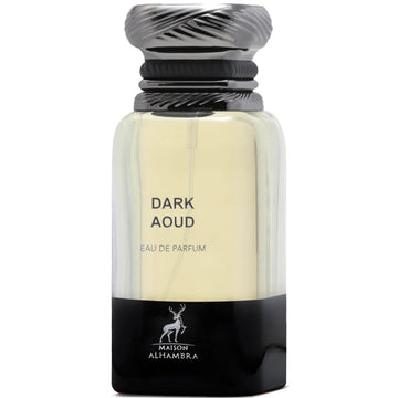 Maison Alhambra Dark Aoud, botella con diseño moderno, perfecta para veladas elegantes