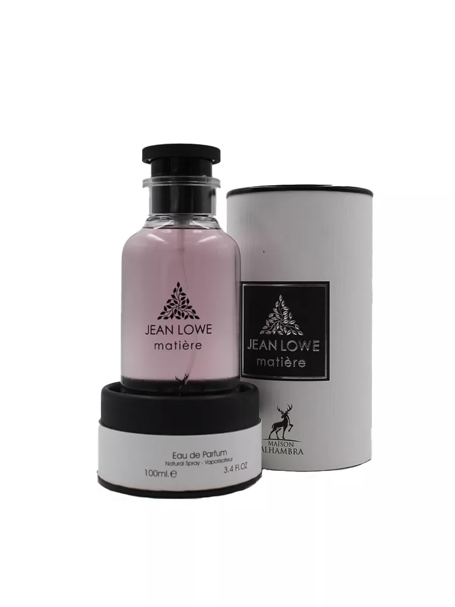Maison Alhambra Jean Lowe Matiere, detalle frasco que sugiere aroma envolvente para noches memorables.