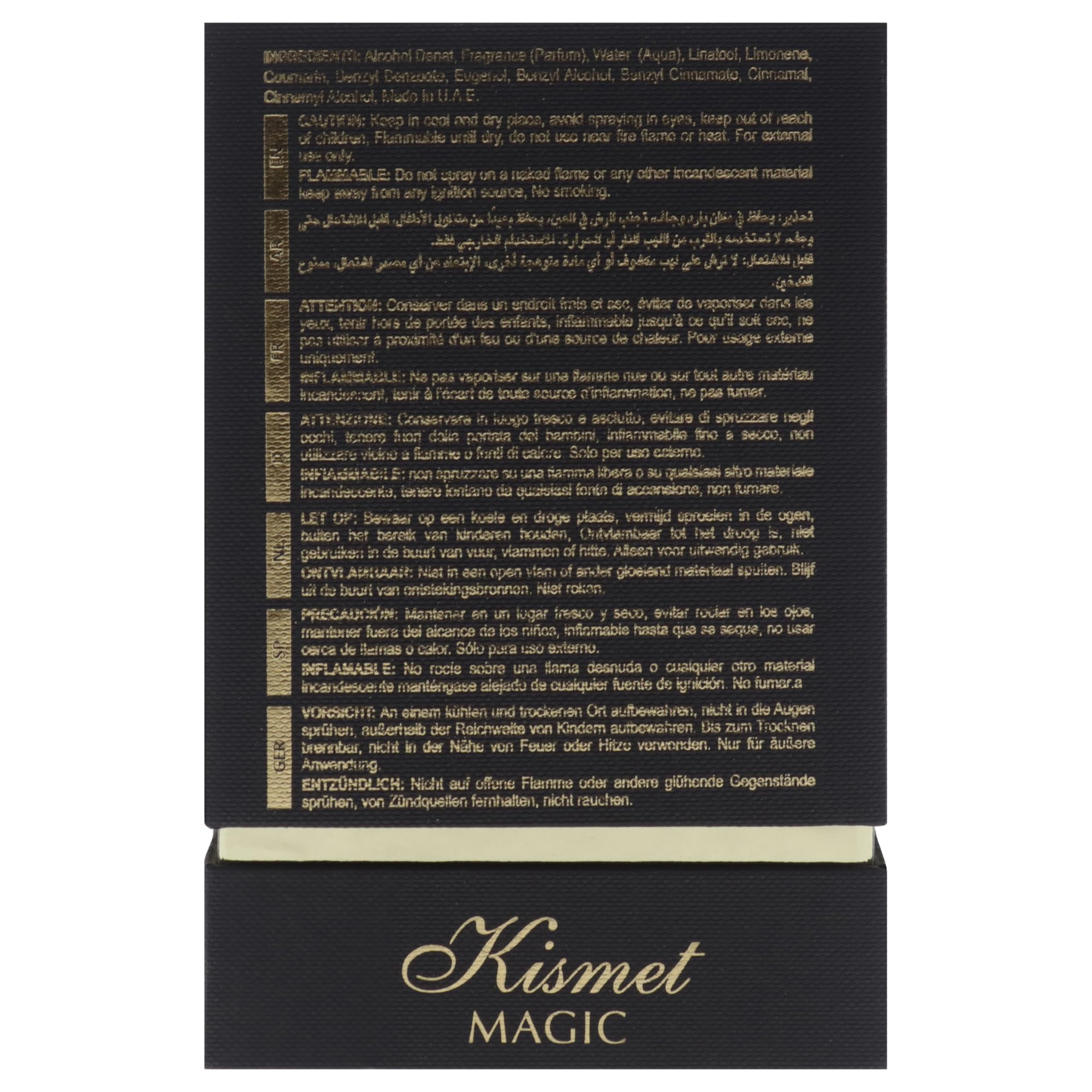 Kismet Magic, primer plano de aroma, notas envolventes para el día.