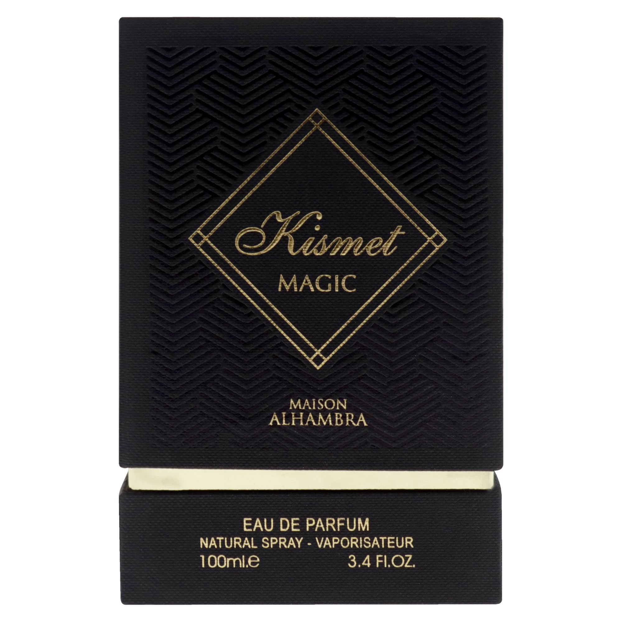 Kismet Magic, etiqueta frontal, identidad de marca visible para estilo.