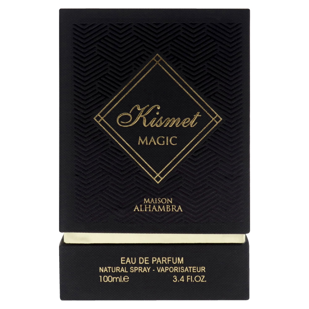 Kismet Magic, etiqueta frontal, identidad de marca visible para estilo.