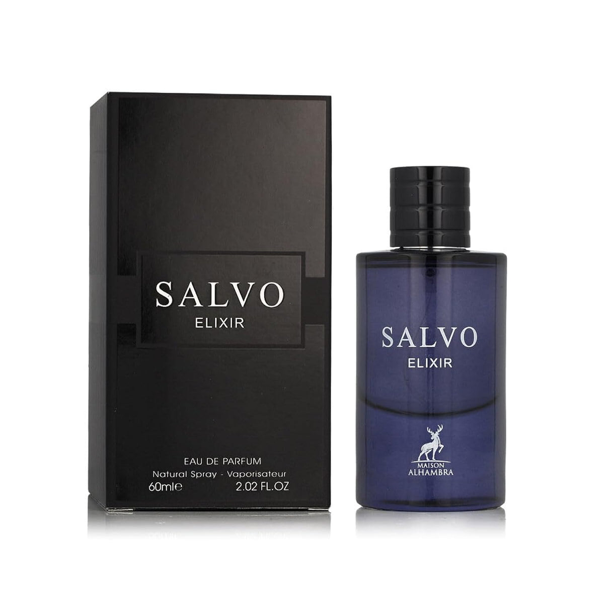Salvo Elixir de Maison Alhambra, frasco de perfume, perfecto para uso nocturno y presencia duradera.