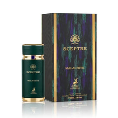 Maison Alhambra Sceptre Malachite: etiqueta y empaque que evocan lujo y exclusividad.