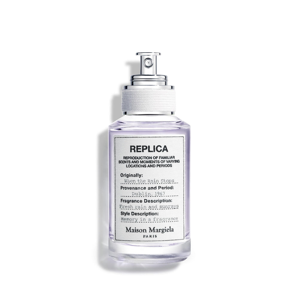 Maison Margiela Replica When the Rain Stops, botella minimalista para uso diario y frescura duradera.