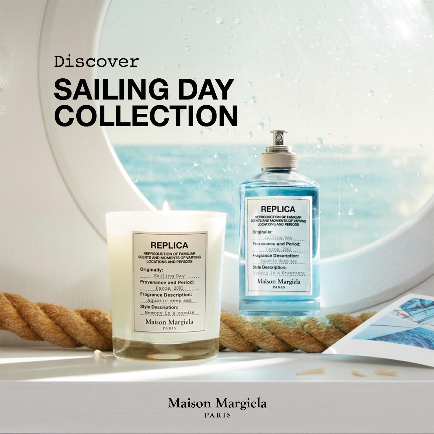 Maison Margiela Replica Día de Velero, frasco minimalista que evoca recuerdos de verano.