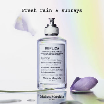 Maison Margiela Replica When the Rain Stops, frasco minimalista perfecto para coleccionistas de estilo atemporal.