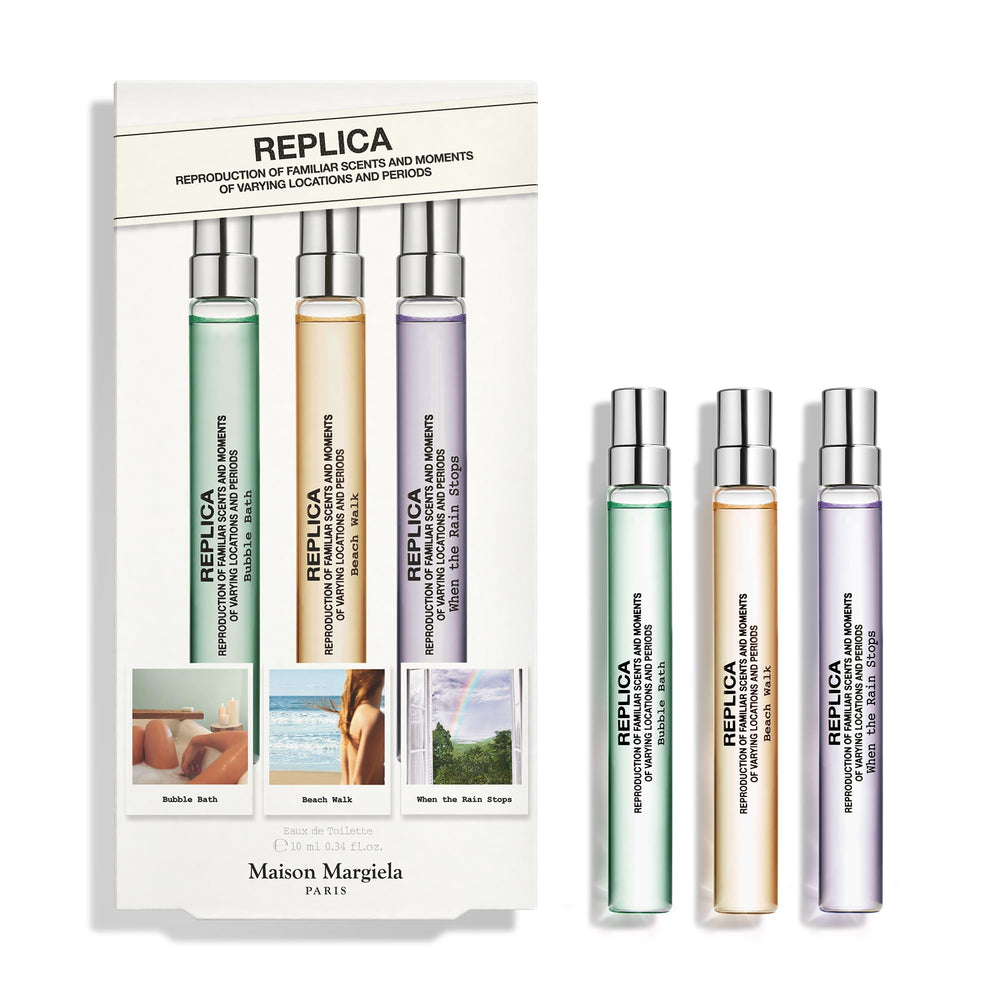 Maison Margiela Replica When The Rain Stops travel set with portable sprayer, ideal for on-the-go layering