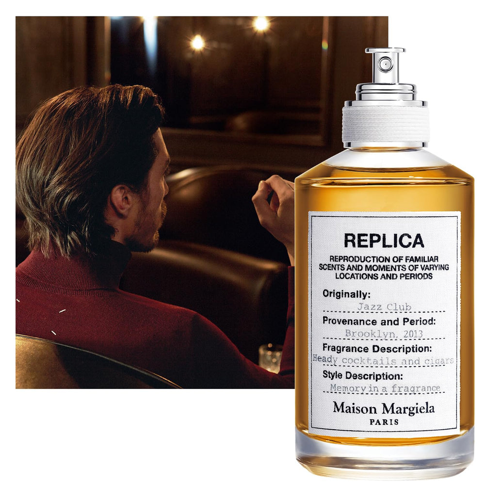 Maison Margiela Replica Jazz Club, botella detalle cap, ideal para regalos a amantes de fragancias.