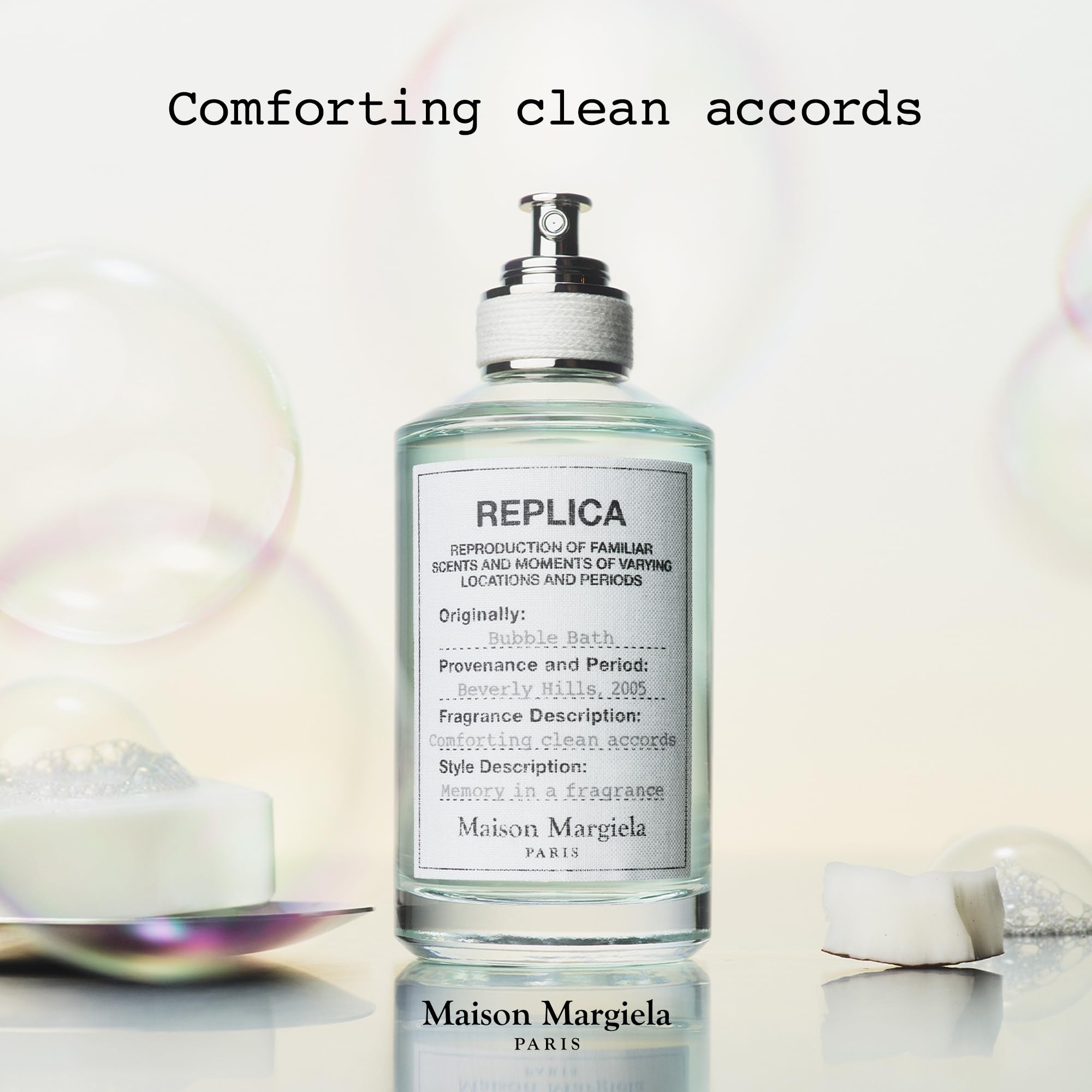 Maison Margiela Replica Baño de Burbujas rosa aporta delicado aroma floral.