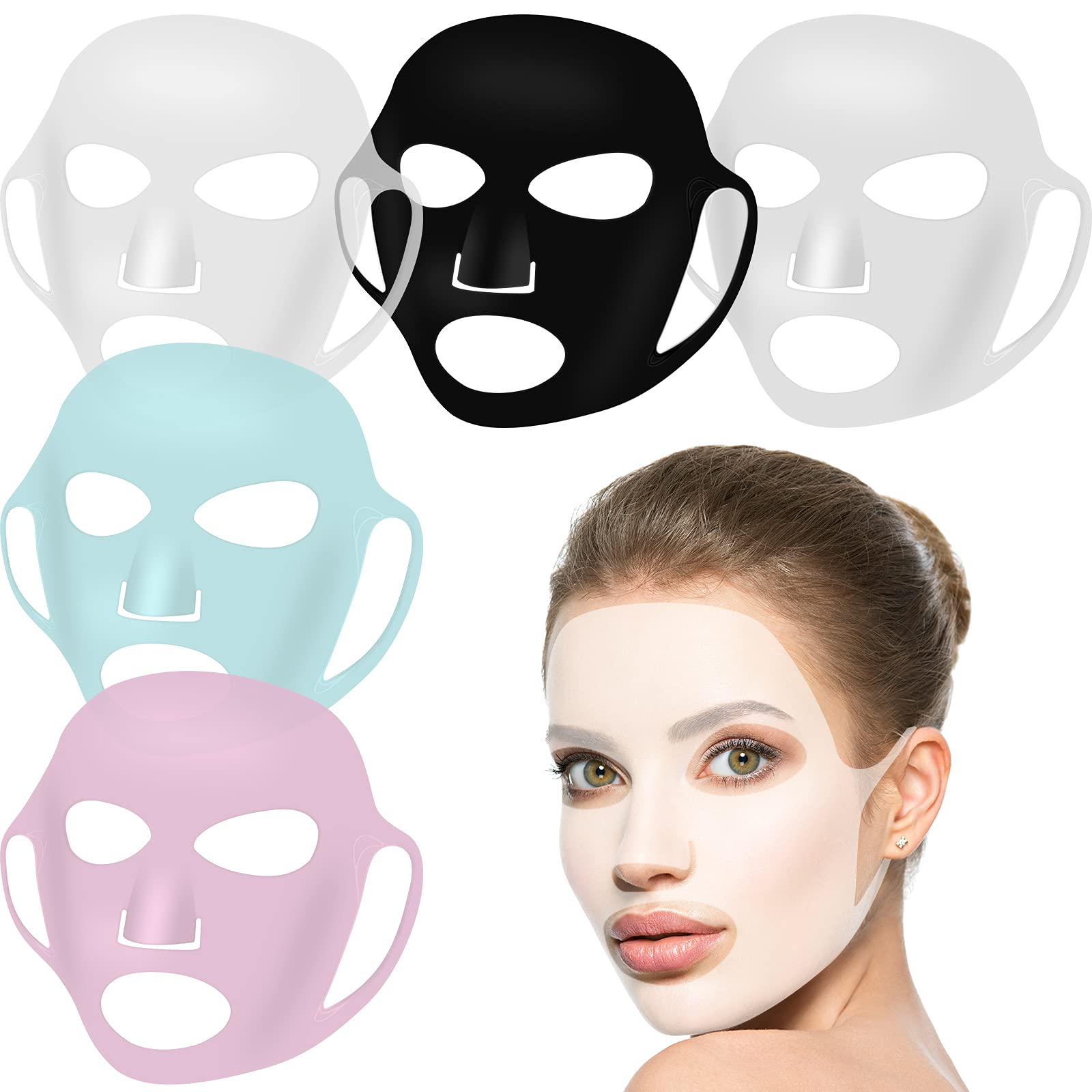 Maitys cinco mascarillas de silicona reutilizables para cuidado facial cómodo