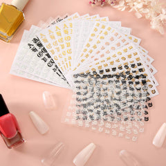 Maitys adhesivos uñas letras inglés antiguo oro para estilo personalizado